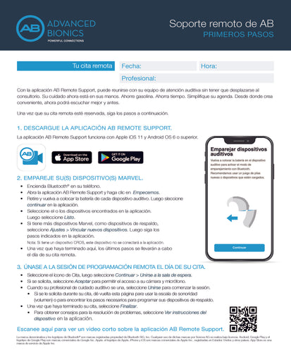 Spanish AB Remote Support App Tear Off Pad