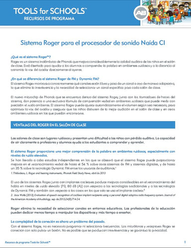 LA Spanish Tools for Schools Roger Technology and Naida CI Brochure BEA