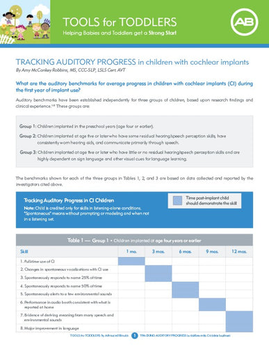 NA Tools For Toddlers Tracking Auditory Progress Flyer